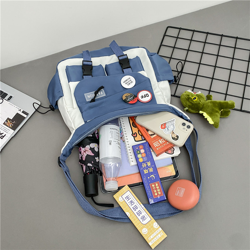 Korean ins fashion single-shoulder crossbody bag, trendy brand color sports bag, middle and high school schoolbag, college student class backpack details Picture