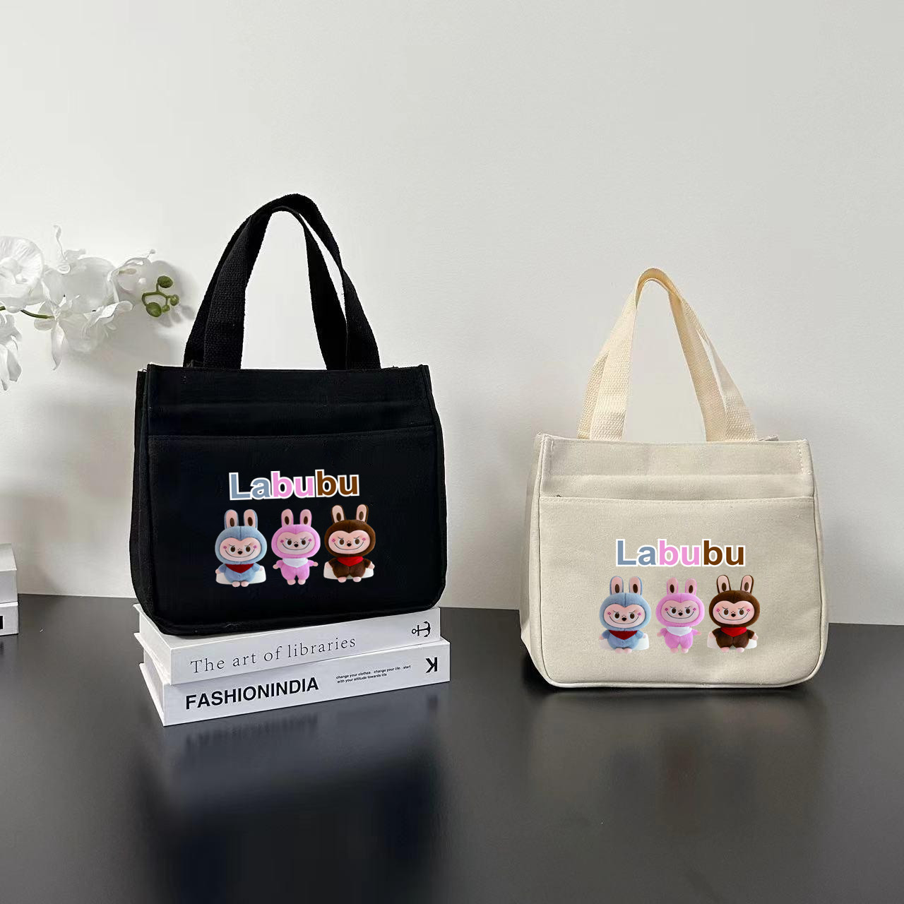 The 2025 new cartoon Japanese-style cute canvas bag is designed for female moms to carry their bags when going out, as a lunch box for office workers, and for women details Picture