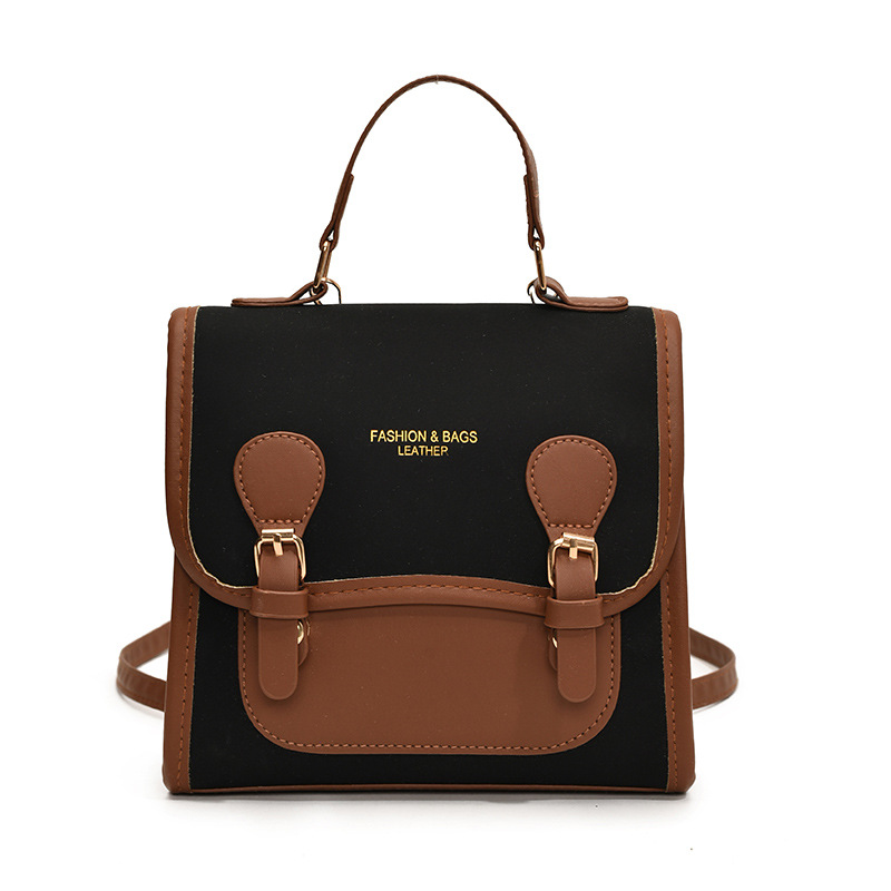 The retro and fashionable backpack of 2024, a niche and versatile color-blocking handbag, is selling well as a casual backpack for students' classes Item Picture