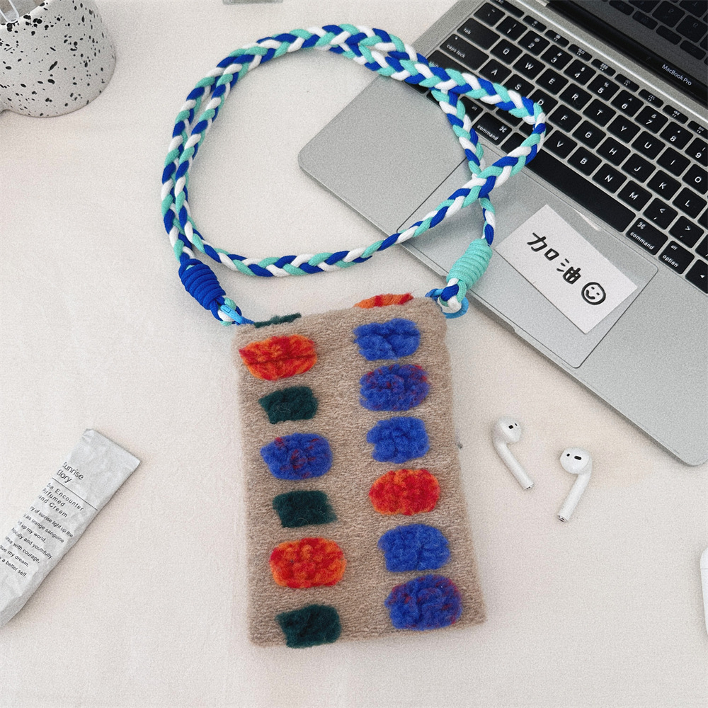 311111 Autumn Retro colorful dumpling small round bag, makeup bag, phone bag, cushion lipstick, Earphone storage bag details Picture