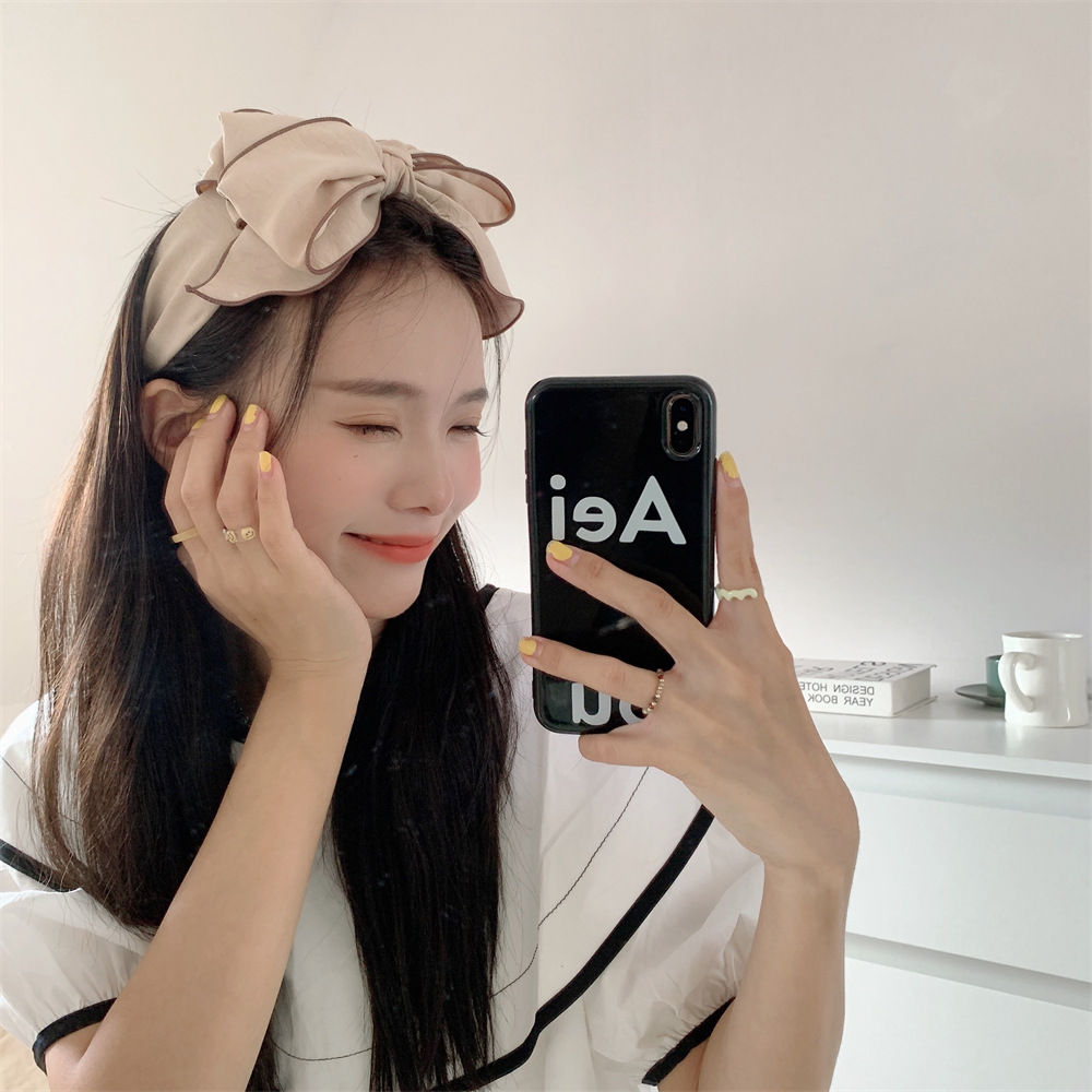 26123 Early Spring new ins three-dimensional printed plain color bow hairpin for facial slimming and facial enhancement Specification drawing