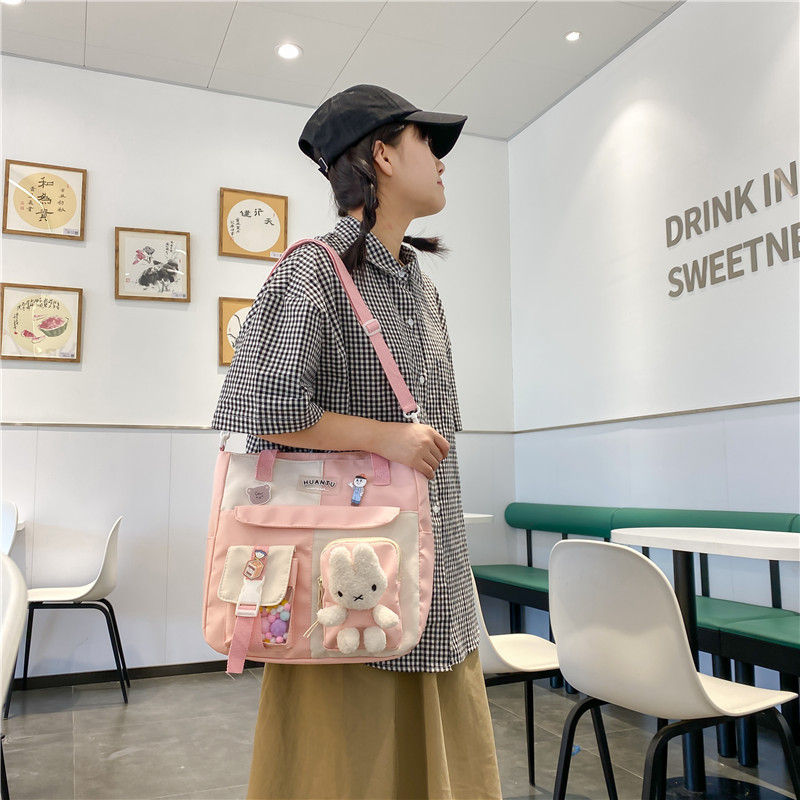 A fresh and elegant high school student bag for girls, Korean version of Harajuku ulzzang, a forest-style checkered bag for junior high school students and primary school students Specification drawing