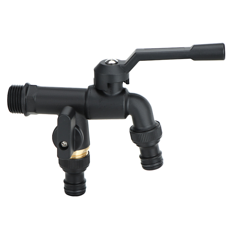 Cross-border exclusive faucet, full copper for watering flowers and gardens, double opening and double control, brass for outdoor anti-freezing, household washing machine faucets Item Picture