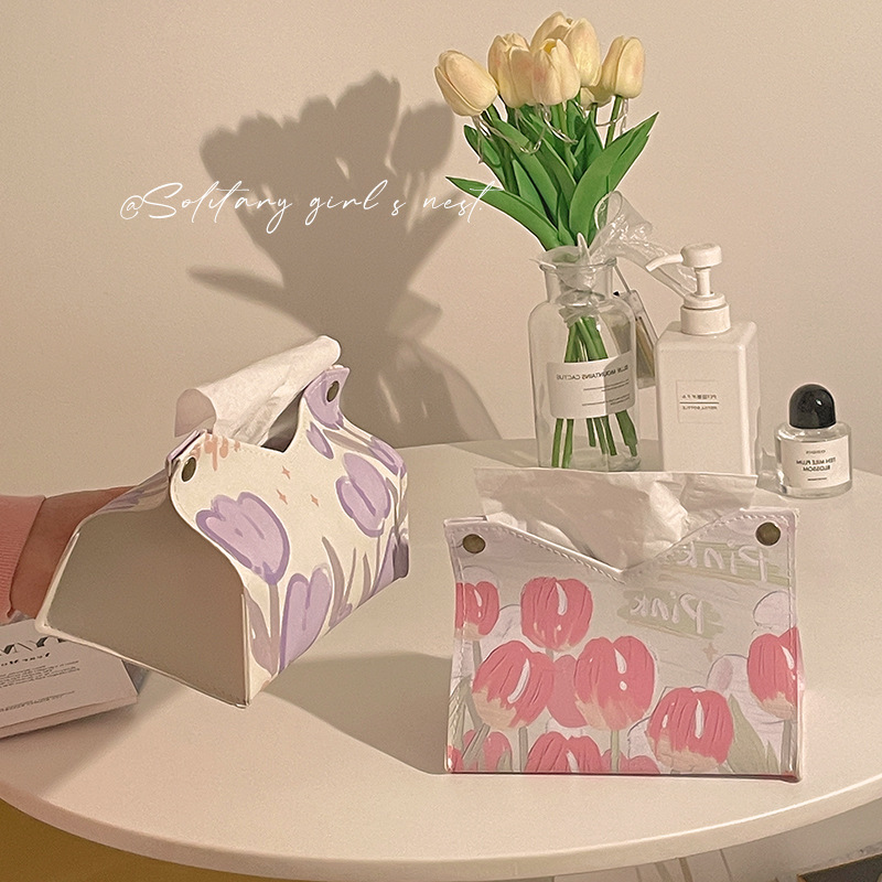 ins Home tissue box, living room tissue box, multi-functional storage, napkins, simple and modern tulip tissue box Application Scenario