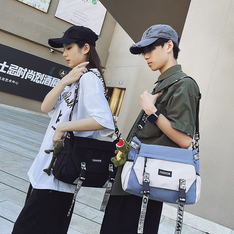 Men's trendy crossbody bag 2022 new large-capacity student class postman backpack Women's casual Japanese-style single-shoulder bag full figure
