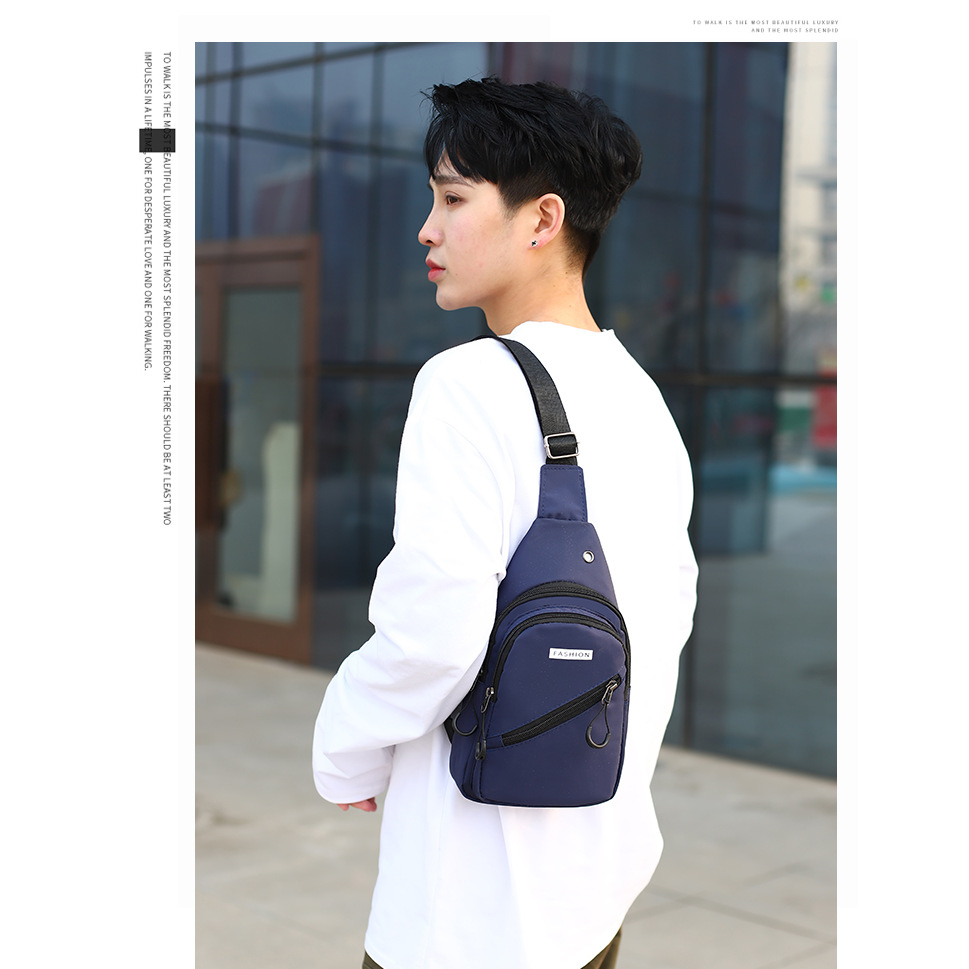 Casual men's chest bag, fashionable single-shoulder sports crossbody bag, multi-functional trendy bag, crossbody backpack, waterproof small bag, men's bag Application Scenario