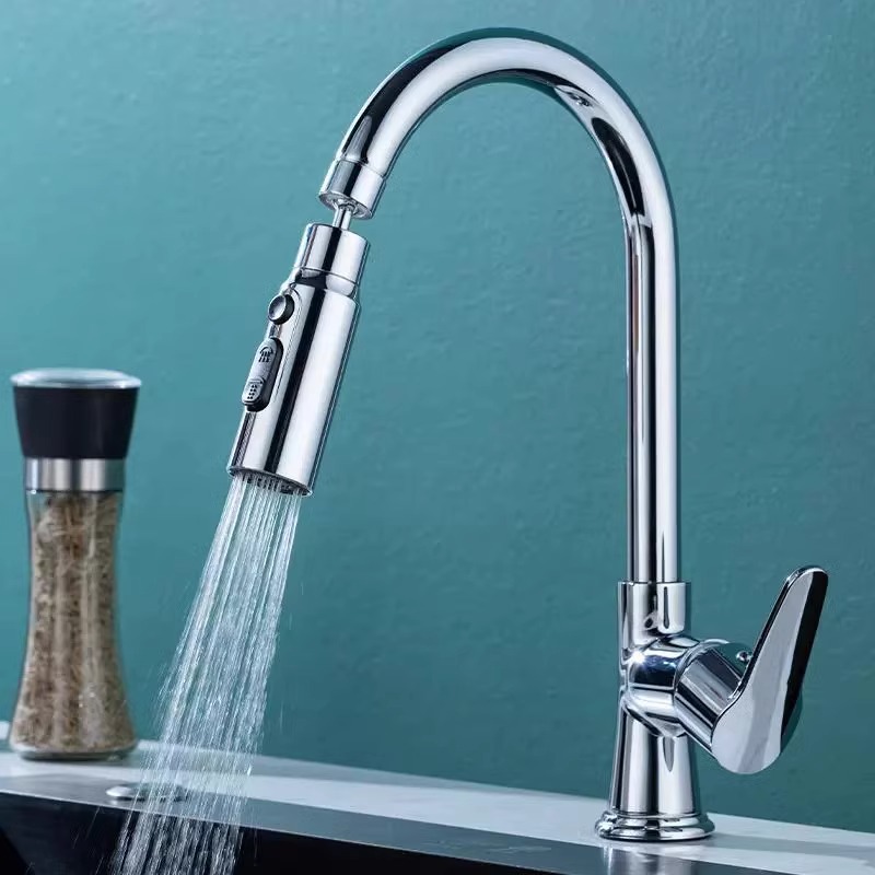 Kitchen faucet, multi-functional scraper, rotatable anti-splash bubble, universal pressure-increasing extender, faucet Specification drawing