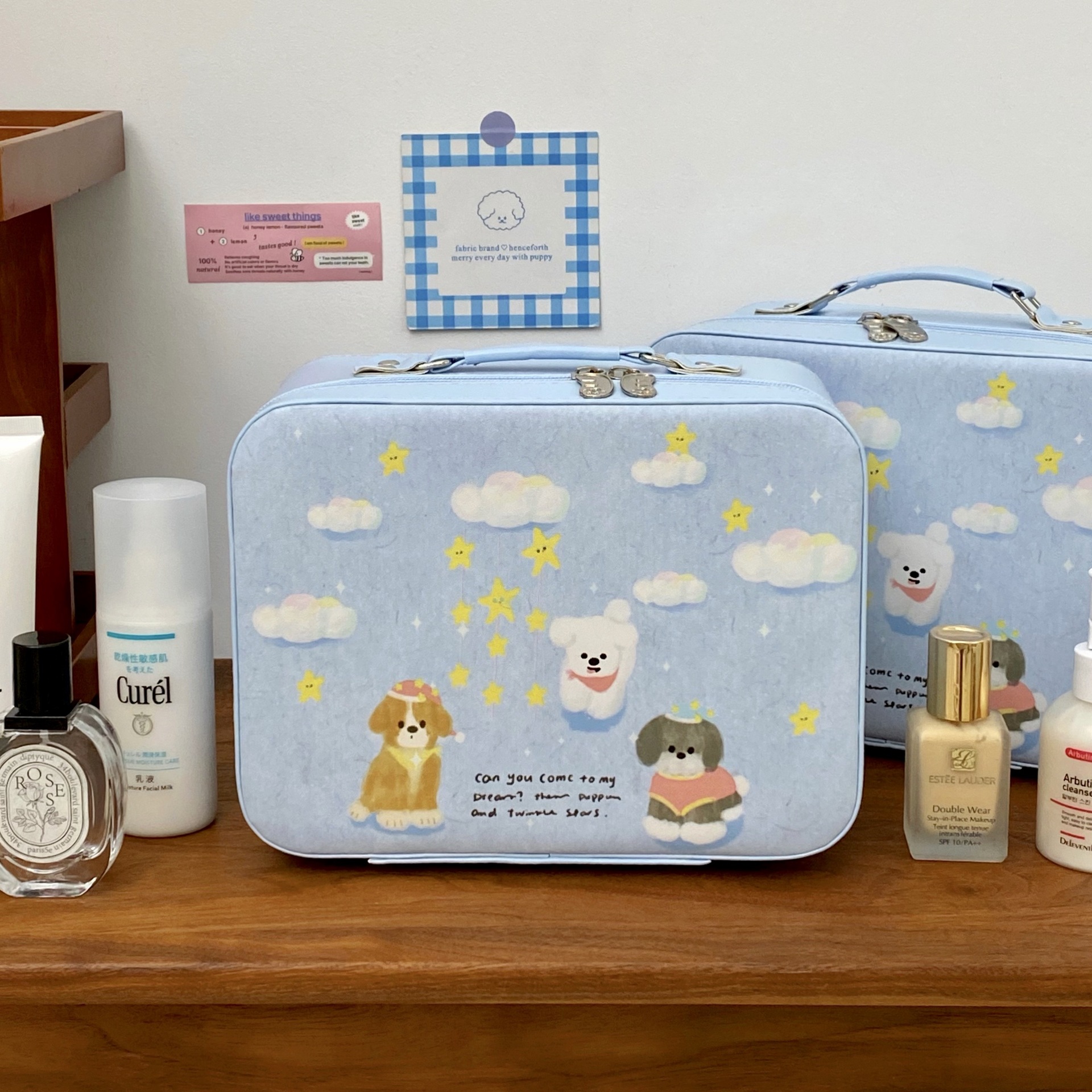 Cartoon Puppy Makeup Bag 2025 New style makeup box, high appearance level, large capacity skin care product storage, portable makeup box Specification drawing