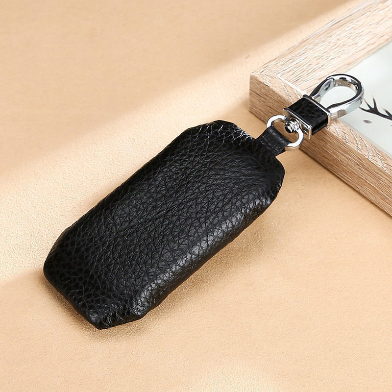Universal car key holder, multi-functional single zipper car key case, top layer cowhide key cover, retro waist hang Specification drawing