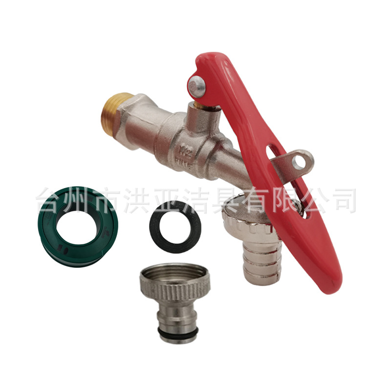 4-point brass with lock anti-theft ball core, high-flow outdoor garden quick-boiling faucet, cross-border quick-connection car wash faucet full figure