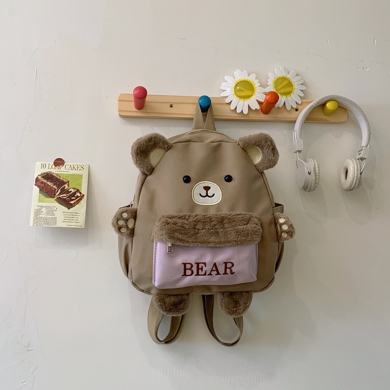 The new super cute and creative bear cartoon girl backpack for 2024 is a trendy and stylish casual backpack for going out details Picture