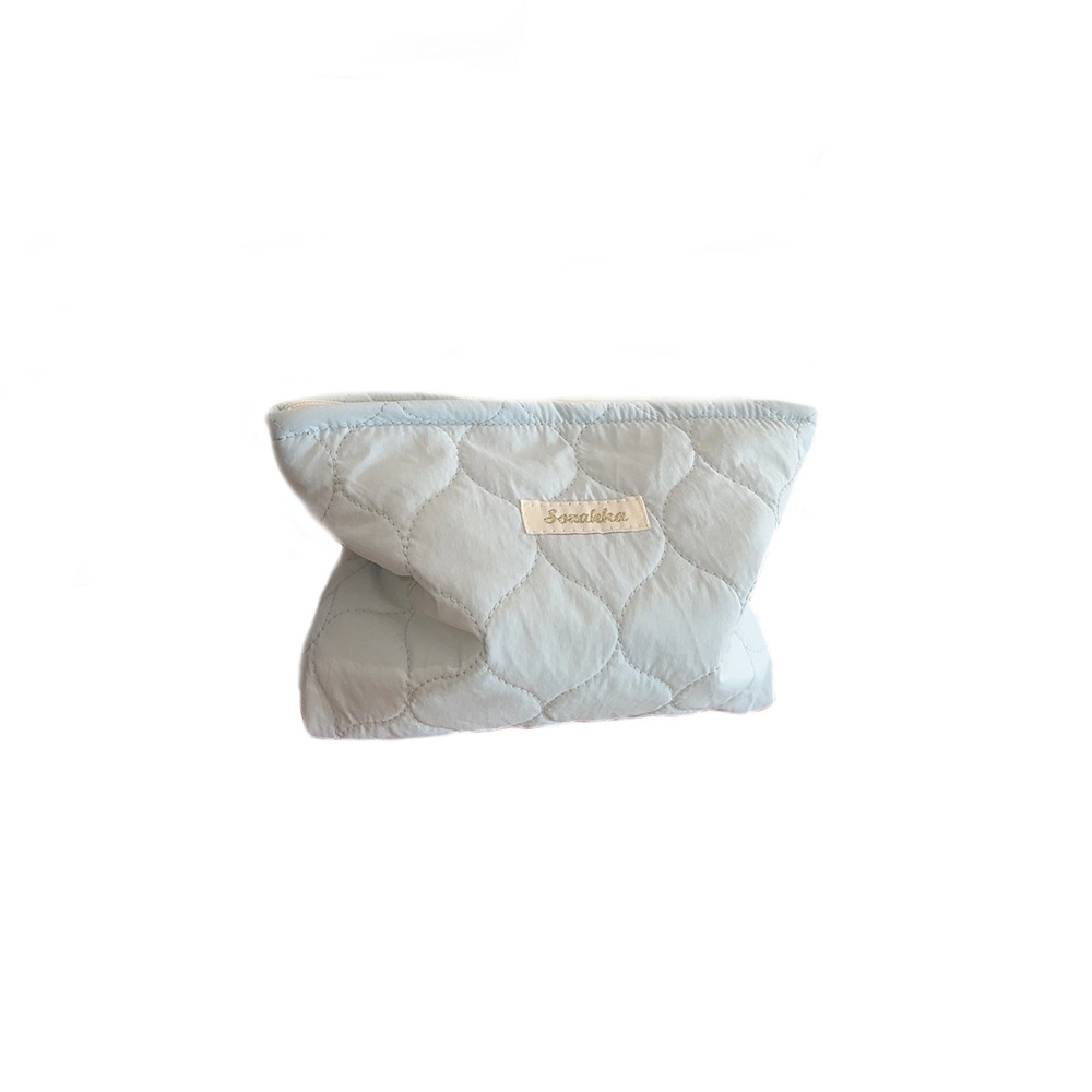 31294 Korean-style fresh and light pink quilted clutch bag, cosmetic bag, loose change storage bag, large-capacity inner liner bag for women Item Picture
