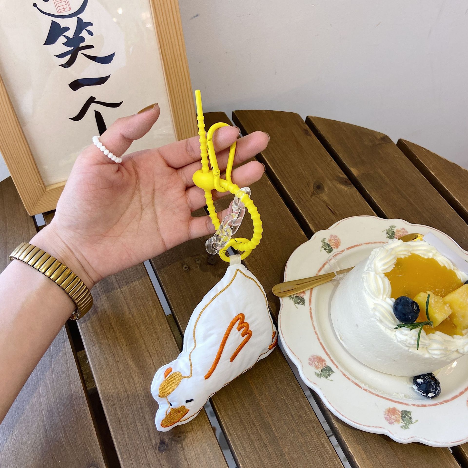 22182 Cute and soft big white Duck Pendant, Oil Duck Keychain, ins schoolbag pendant, versatile doll pendant details Picture