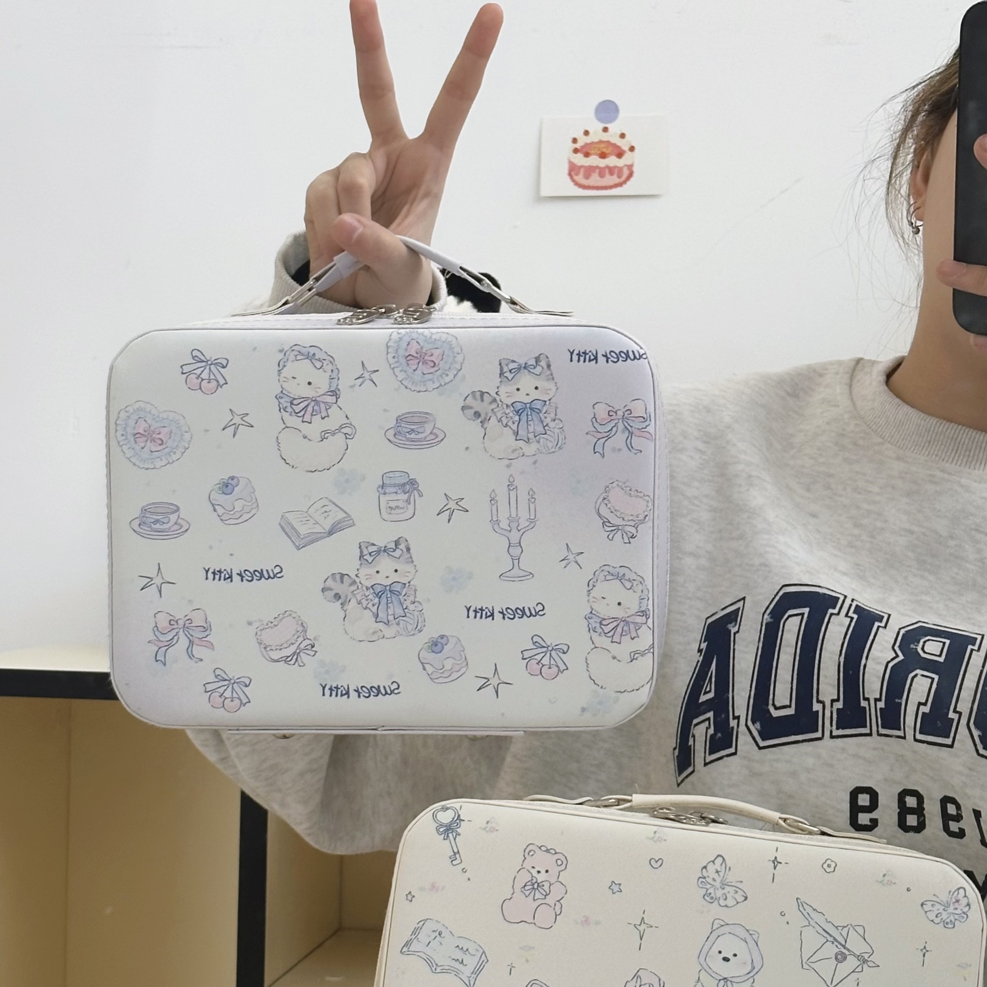 Original cartoon makeup box 2025 new model, high appearance level, large capacity skin care product storage bag, hand-held makeup bag for women Application Scenario