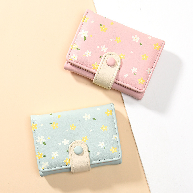 New Korean version PU simple and cute fruit student coin purse, cross-border fashionable printed short ladies' wallet card case full figure