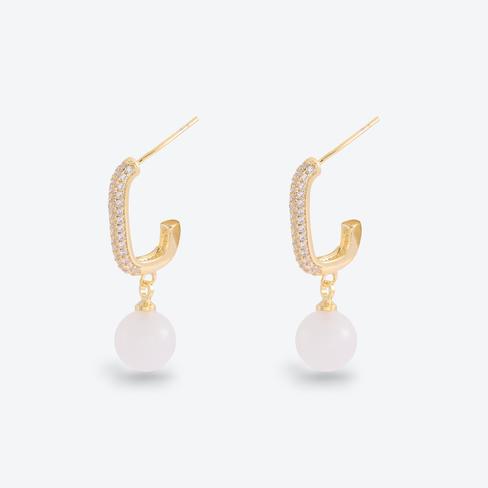 Xuhui brand exquisite and light luxury copper plated with real gold and set with zircon 925 silver needle and green jade, luxurious design and fashionable stud earrings Specification drawing