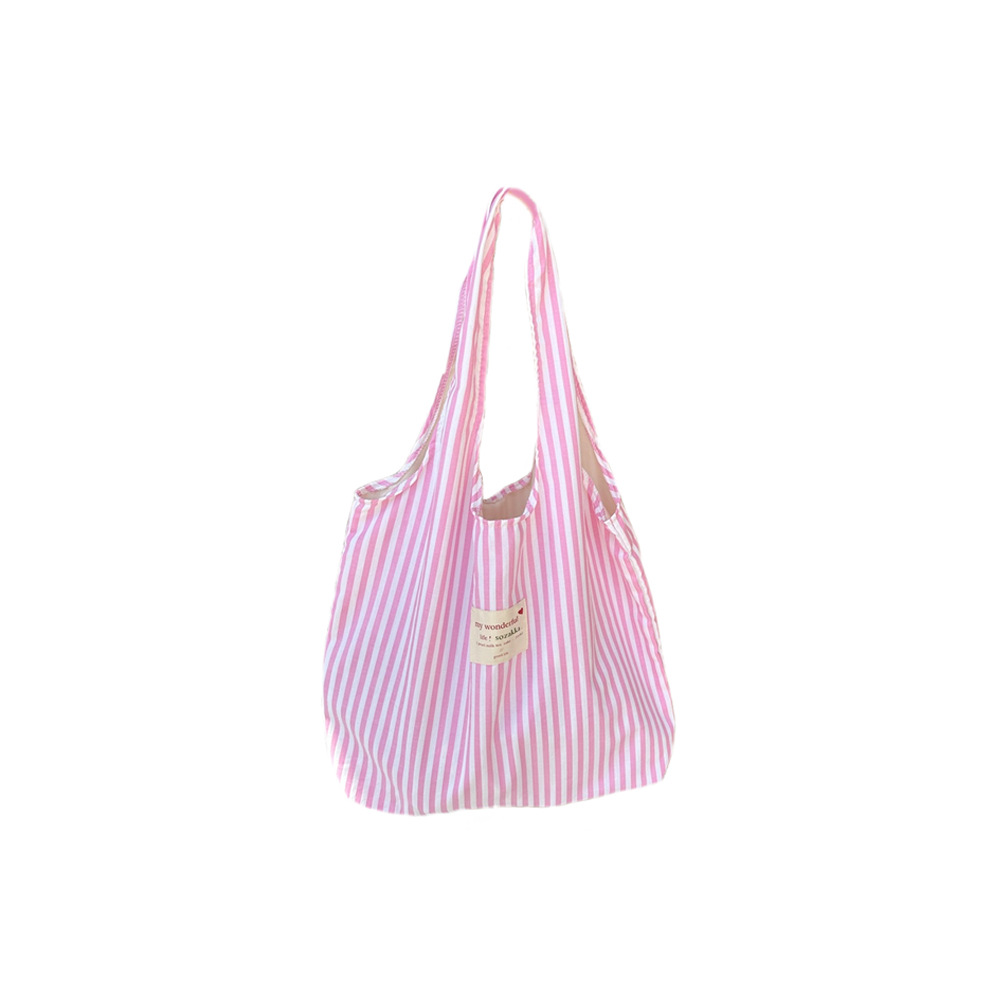 43221 New ins striped canvas bag for female students, single-shoulder handbag for class, large-capacity spring and summer vest bag Item Picture