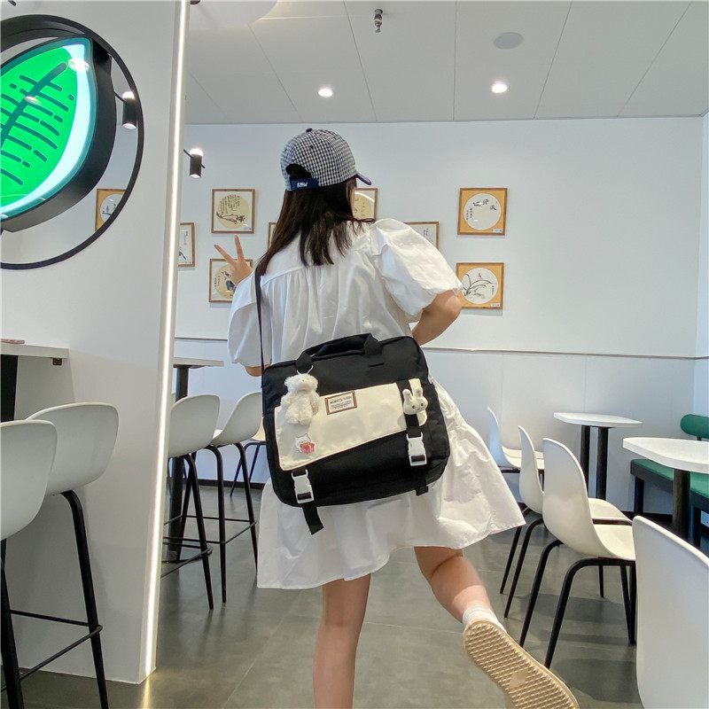 Canvas bag, female college student's class bag, primary school student's tutorial bag, handbag, book bag, tutorial bag, single-shoulder crossbody bag full figure