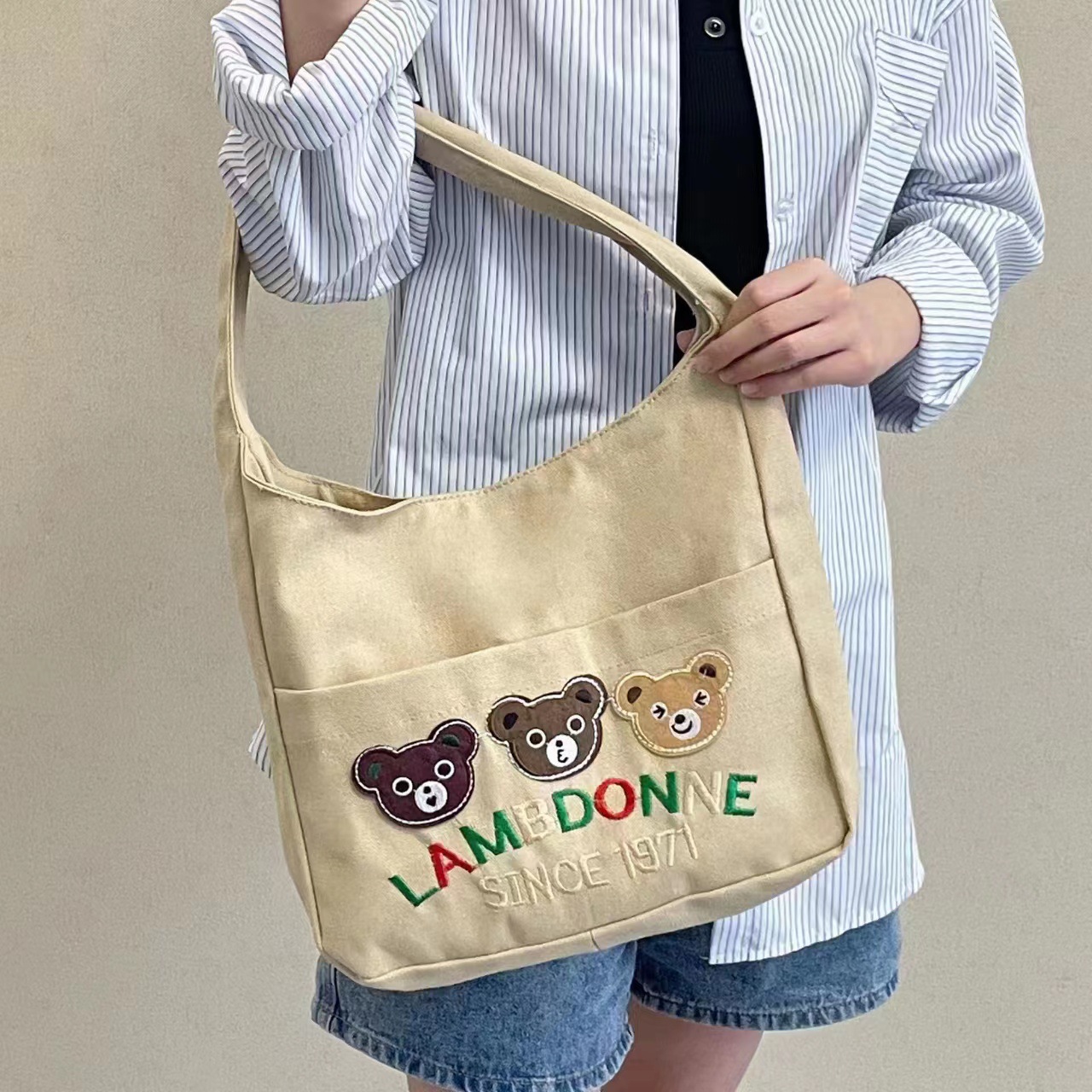 Travel canvas bag for women, single shoulder, 2023 new large-capacity student schoolbag, ins art Academy style cloth bag Application Scenario