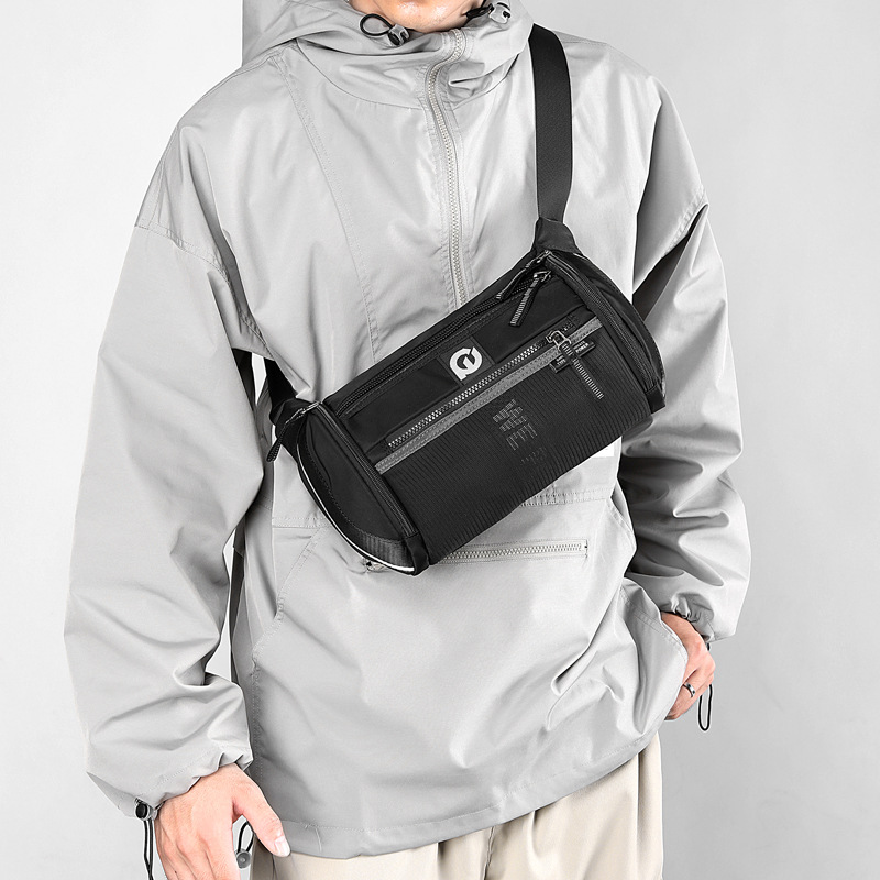 WEPOWER trendy men's casual waterproof chest bag, multi-pocket large capacity single-shoulder crossbody bag, outdoor chest bag details Picture