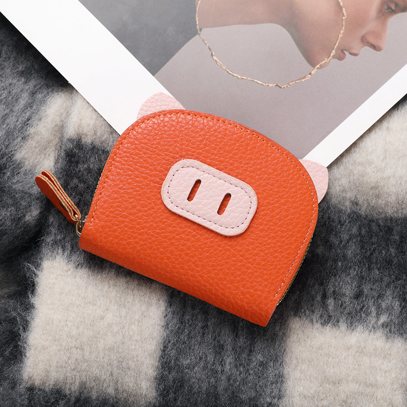【 In Stock 】2024 New short PU wallet with lychee pattern, cartoon multi-compartment women's organ card case and card holder Specification drawing
