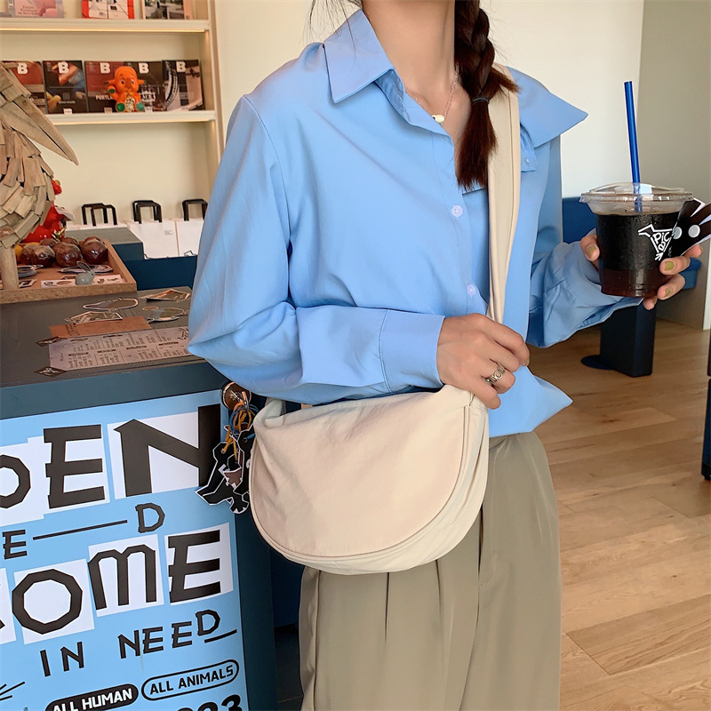 34194 ins Summer crossbody canvas bag for girls, nylon casual lightweight crossbody bag for students, single-shoulder dumpling bag details Picture