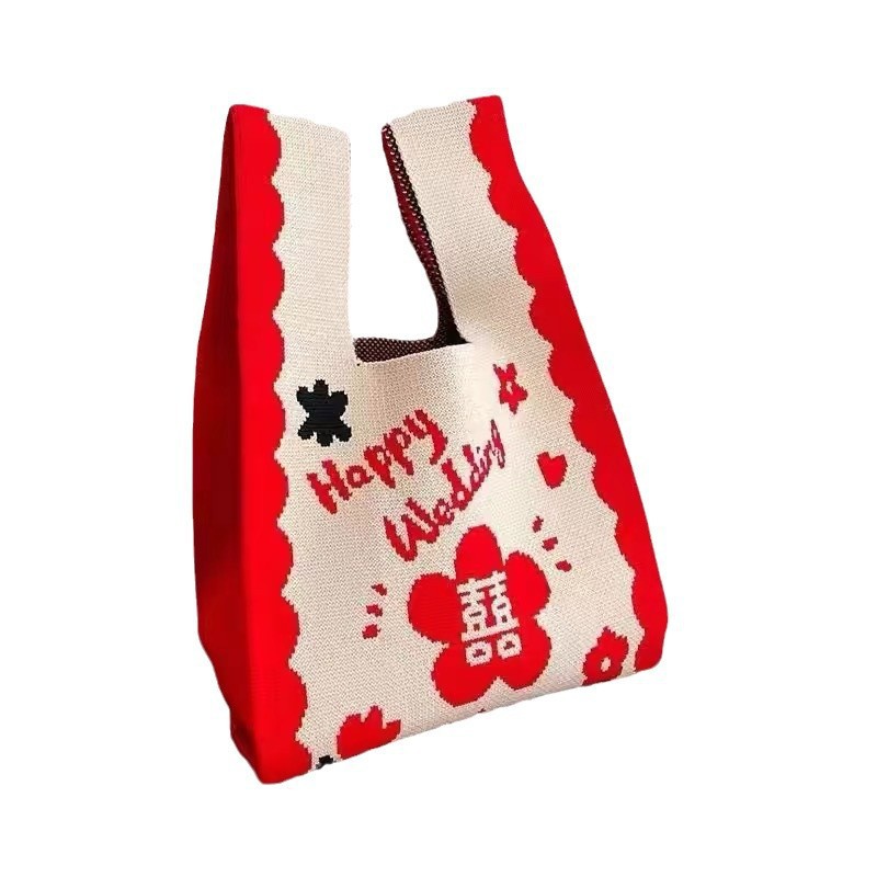New Year knitted bags, Snake Year handbags, large-capacity Spring Festival greetings gifts, single-shoulder bags, Christmas gift bags in stock Item Picture