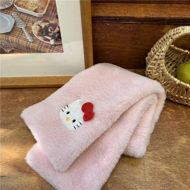 Korean cute cartoon bow cat plush scarf for women, new Instagram thickened student cold-proof rabbit fur scarf Application Scenario