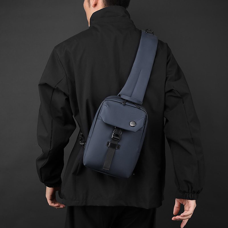 WEPOWER's new men's casual chest bag, large-capacity single-shoulder bag, trendy and simple design, practical crossbody bag Specification drawing