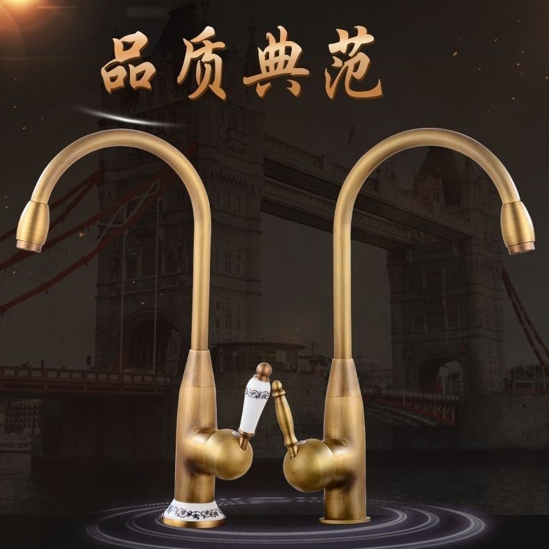 Cross-border wholesale of antique-style kitchen cold and hot washbasins, retro indoor and outdoor pure copper and all-copper faucets, complete bathroom factory Application Scenario