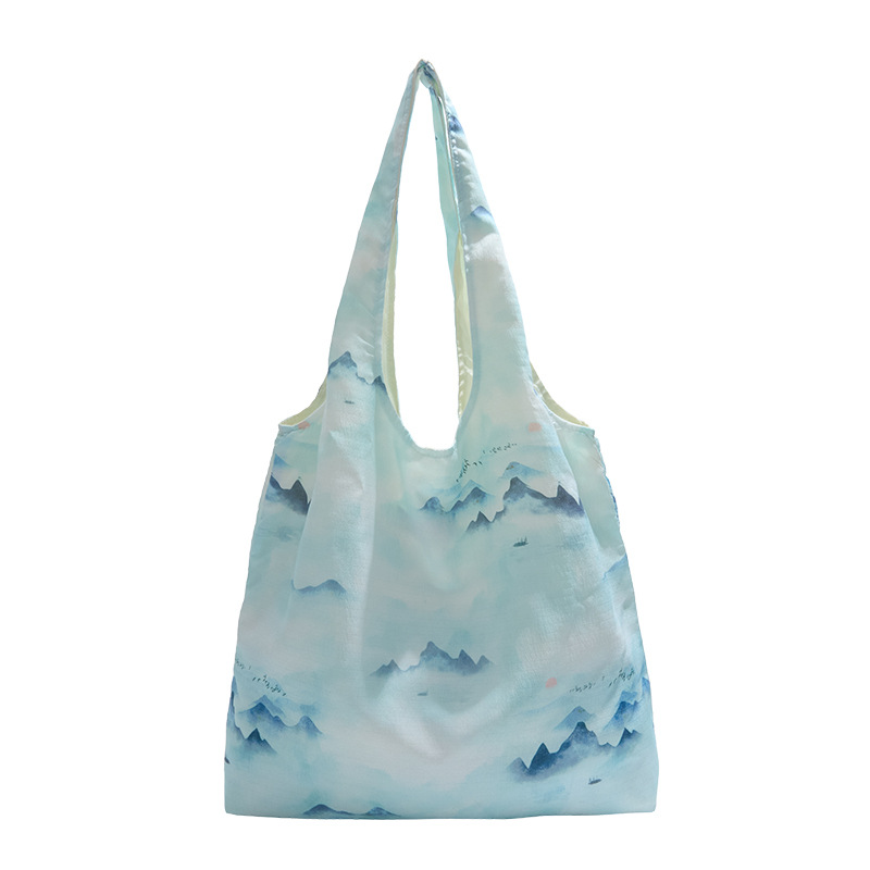Summer new black and white floral fabric bag, large-capacity, artistic and laid-back style single-shoulder bag, fashionable and versatile crossbody bag Item Picture
