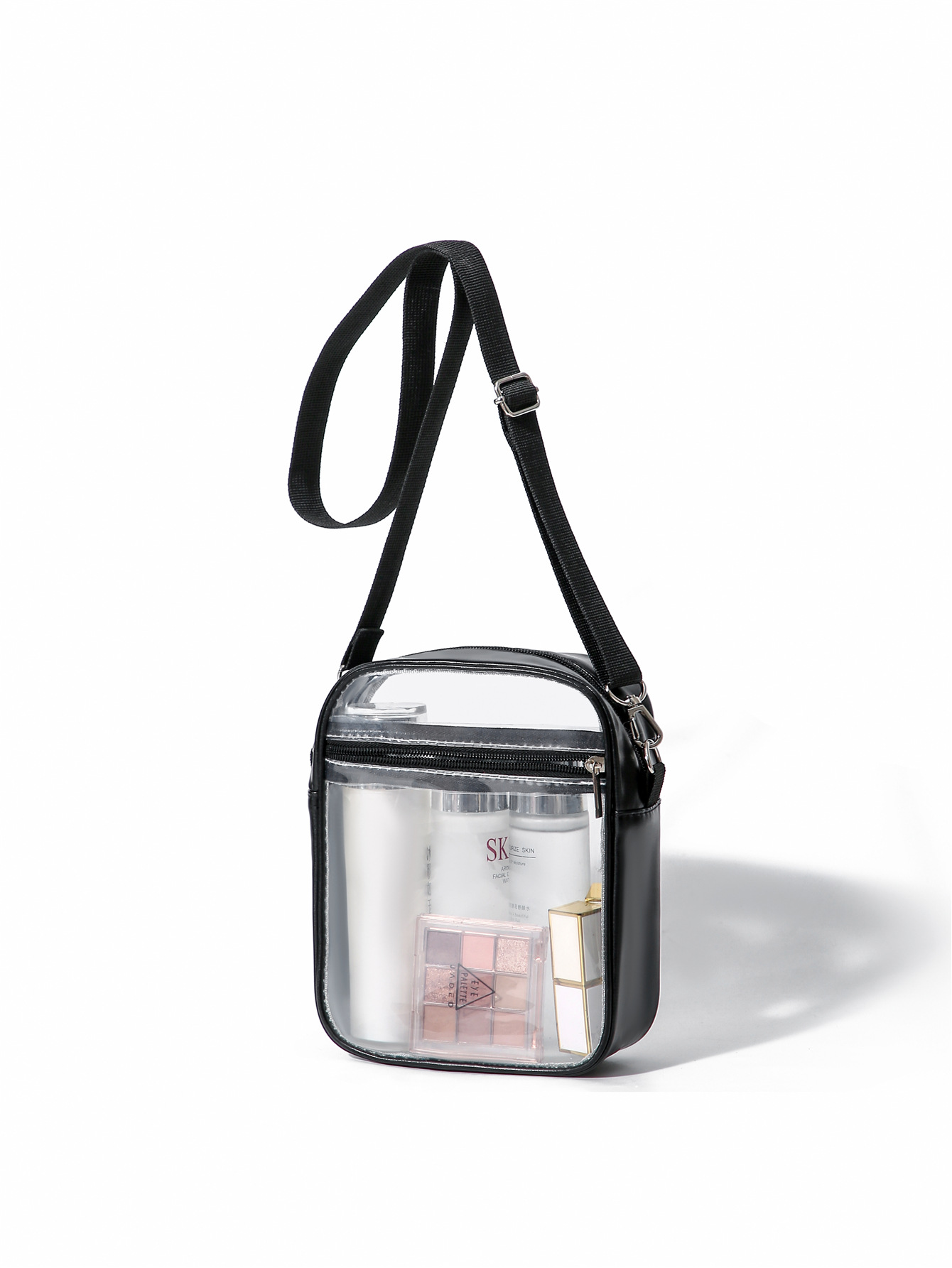 Cross-border transparent PVC single-shoulder crossbody bag, women's ins jelly bag, versatile and simple swimming bag, summer waterproof small square bag detail image 11