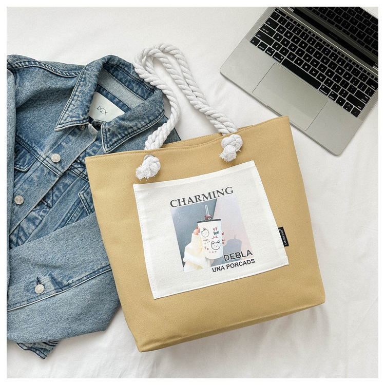 Wholesale Korean-style fashionable ins shoulder bags, trendy casual commuter women's tote bags, large-capacity canvas underarm bags Specification drawing