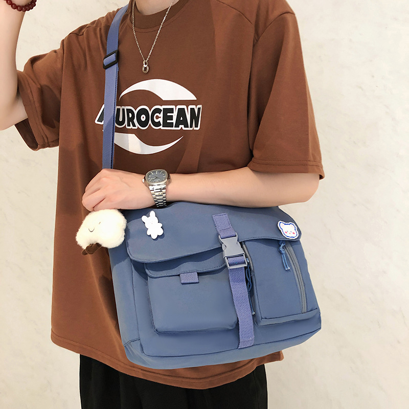 French men's crossbody bag, trendy workwear style, Japanese casual men's bag, large-capacity single-shoulder bag, personalized messenger bag, trendy details Picture