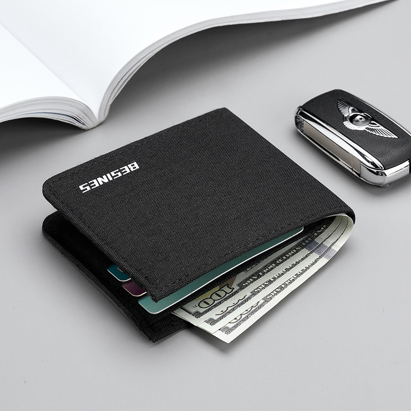 Canvas wallet, men's trendy brand, fashionable, simple and casual student wallet, multi-functional driver's license all-in-one bag, multi-slot card case Specification drawing