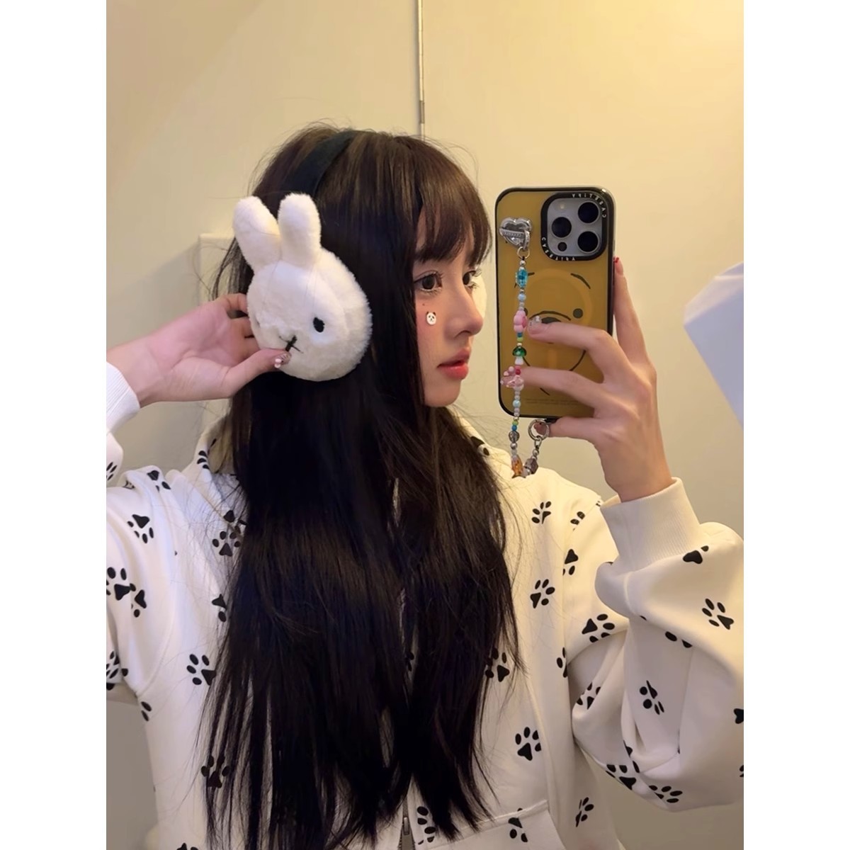 High appearance level cartoon rabbit warm ear cups, simple and versatile in winter, anti-freezing ear bags, plush ear covers, student ear coverings Specification drawing