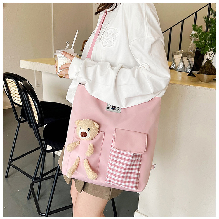 Large-capacity canvas bag for women, 2024 new ins style versatile shoulder bag, fashionable hand-held canvas bag, cross-border wholesale Specification drawing