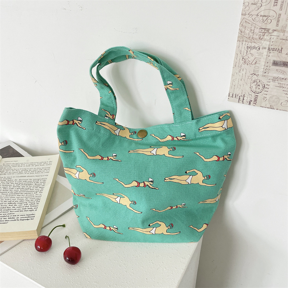 Z13 Bento Bag, small cloth bag, printed swimming style, hand-held bento bag, work lunch box bag, storage women's handbag full figure