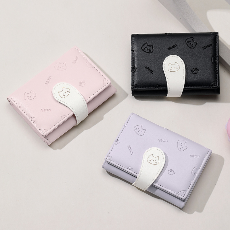 【 Cat Tail 】AILUN Cute Ladies' card Case, Fashionable buckle, PU Short, 30% off coin Purse details Picture