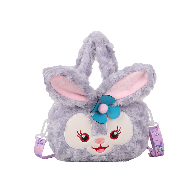 2023 New cute furry bag, single-shoulder crossbody, children's cute girl mobile phone small bag, cartoon trendy plush bag Item Picture