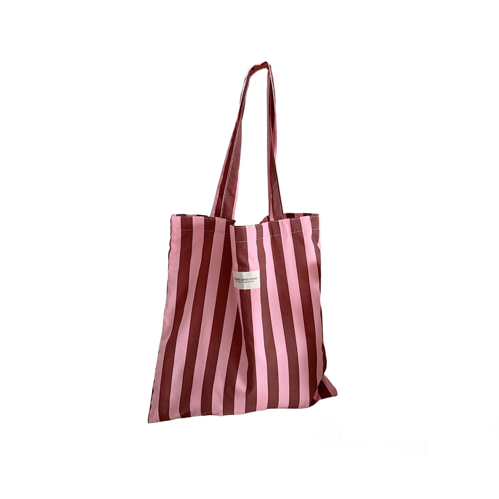 39132 Fashionable single-shoulder women's bag, striped large-capacity bag, Korean-style canvas casual shopping bag, simple women's bag Item Picture