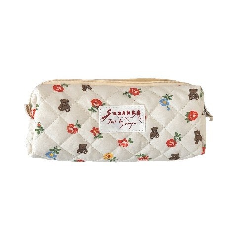31291 Cute Floral Bear Makeup Bag for Women 2024 New Style Portable pen case Storage Bag Zipper Stationery bag Item Picture