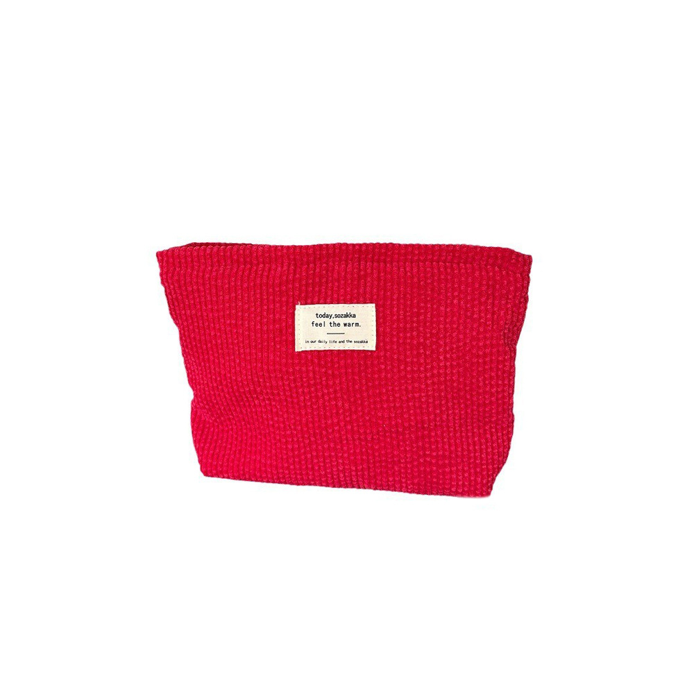311022 corduroy solid color cosmetic bag, Korean Instagram autumn and winter portable toiletry bag, wallet storage clutch Item Picture
