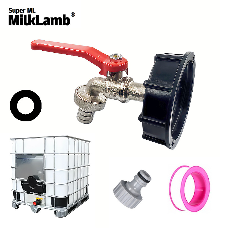 Cross-border exclusive 1/2x3/4 garden zinc alloy faucet +iBC ton bucket adapter cover zinc alloy faucet set full figure
