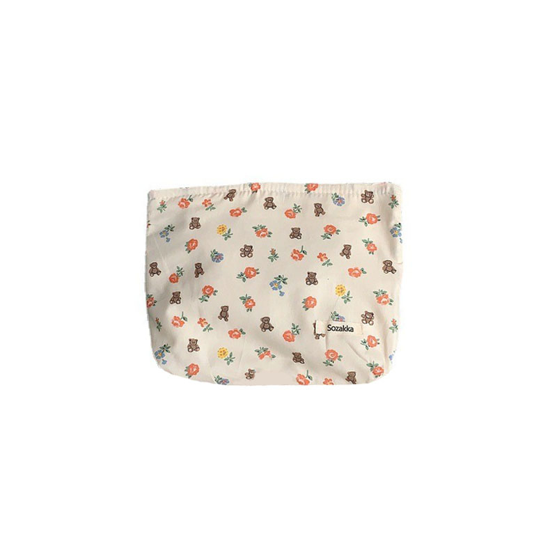 33261 Fresh floral cotton fabric artistic makeup bag, ladies' clutch, portable storage bag, miscellaneous opening red envelope Item Picture