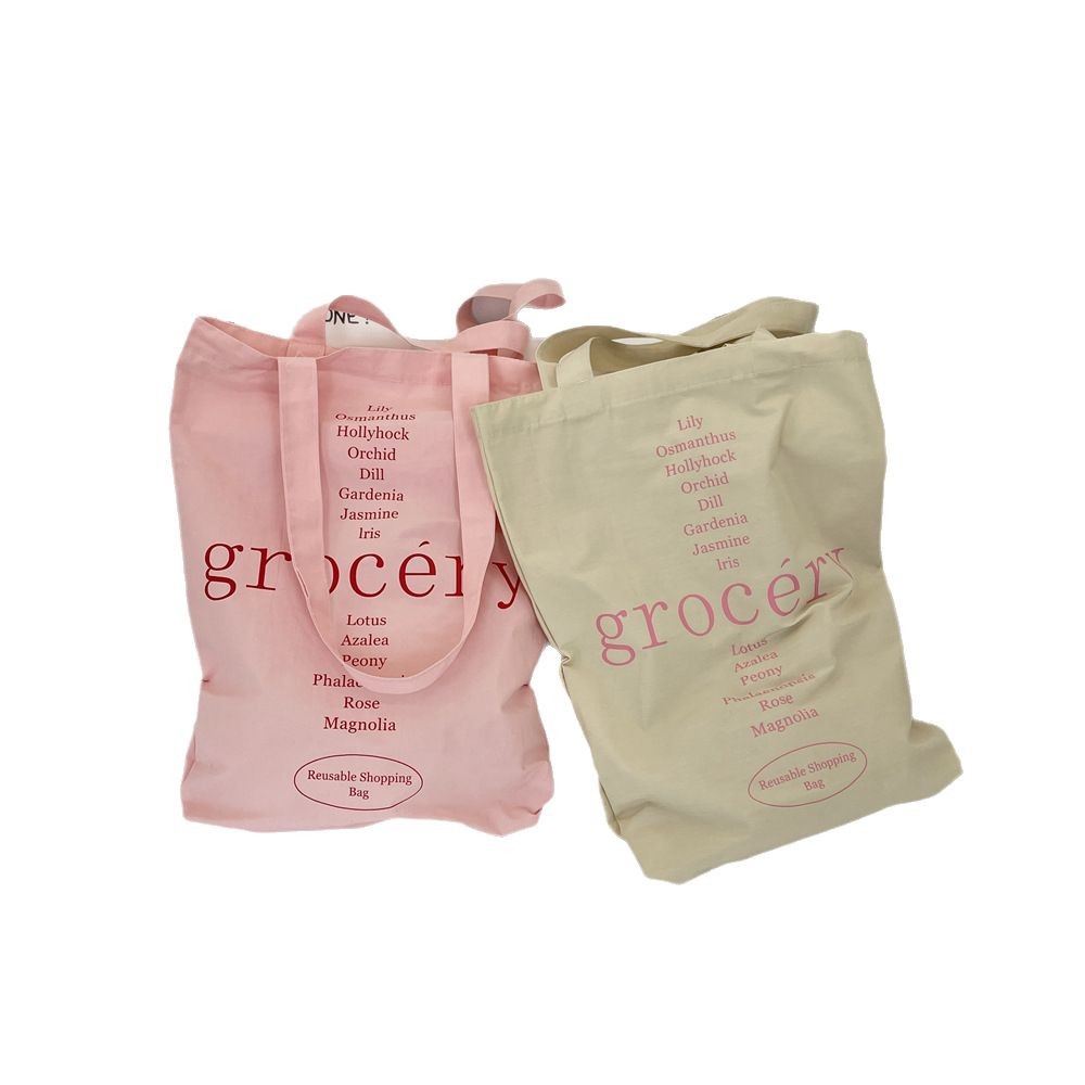 54161 2025 letter printed new casual canvas bag from Japan and South Korea, women's single-shoulder bag, large-capacity student schoolbag Item Picture