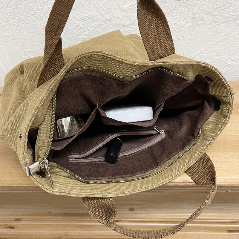 Forest-style artistic canvas handbag for women, 2022 Summer new retro small bag, simple tote bag, hand-held cloth bag Specification drawing