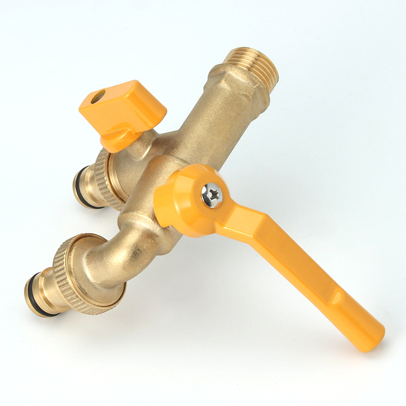 Cross-border exclusive outdoor faucet brass wholesale for gardens, balconies, mops, sinks, one-in and two-out household double-hole faucets Specification drawing