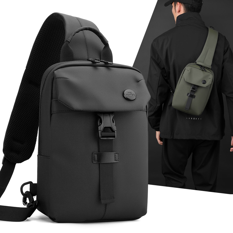 WEPOWER's new men's casual chest bag, large-capacity single-shoulder bag, trendy and simple design, practical crossbody bag full figure