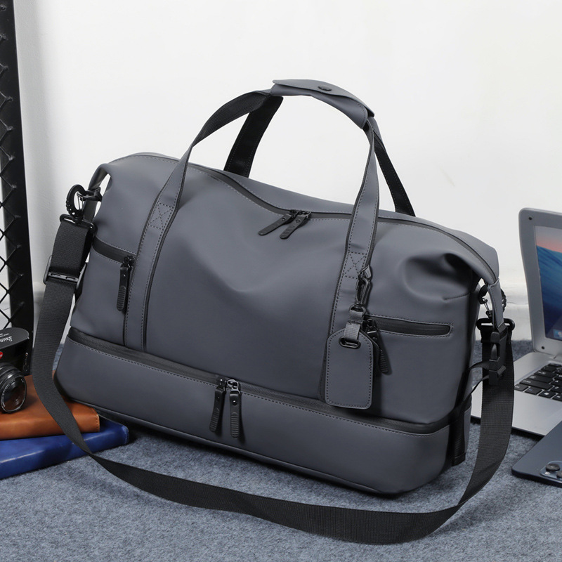 Large-capacity travel bag for men, business trip handbag, single-shoulder dry and wet luggage bag, separate fitness travel bag, short details Picture